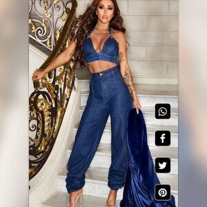 PrettyLittleThing Mid Wash Elasticated Hem Jeans